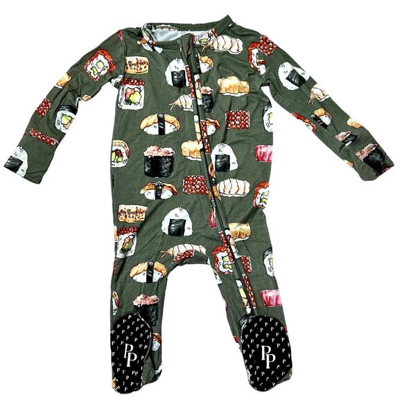 Posh Peanut Bamboo Green Sushi Footie 3-6 months Foodie Whimsygoth Fantasy - Picture 2 of 10